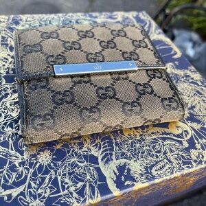 Authentic Gucci Charcoal Black Canvas
Bifold Men’s Wallet w/ coin pouch